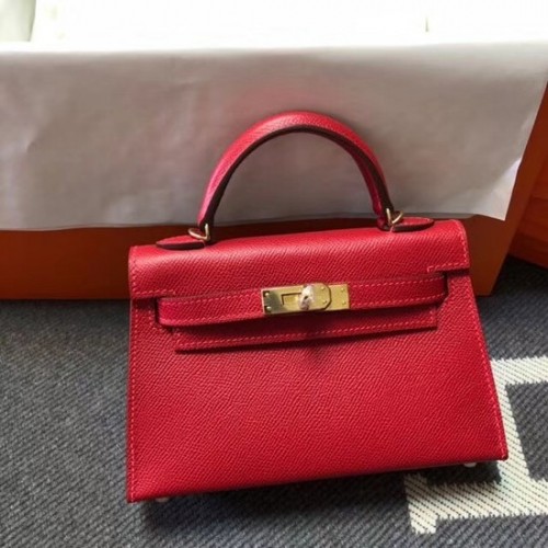 Hermes Kelly 20cm draagtas origineel Epsom leer KL20 rood