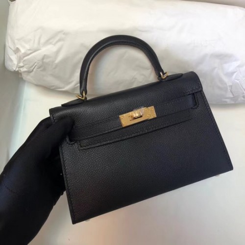 Hermes Kelly 20cm draagtas origineel leer KL20 zwart