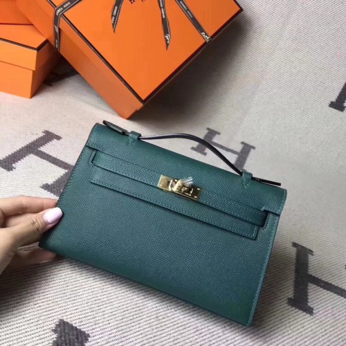 Hermes Kelly 22CM draagtas origineel Epsom leer KL22 donkergroen