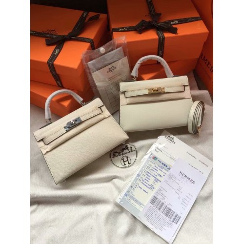 Hermes Kelly 19cm Schoudertassen Epsom Leer KL19 Crème