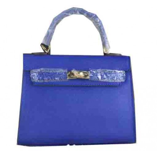 Hermes Kelly 22 cm draagtas kalfsleer blauw