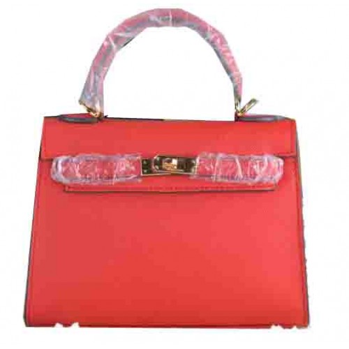 Hermes Kelly 22cm draagtas kalfsleer rood