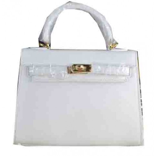 Hermes Kelly 22cm draagtas kalfsleer wit