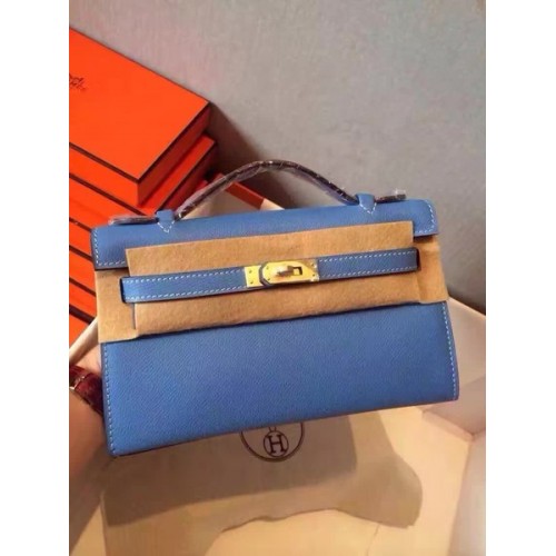 Hermes Kelly 22cm draagtas origineel leer KL22 blauw