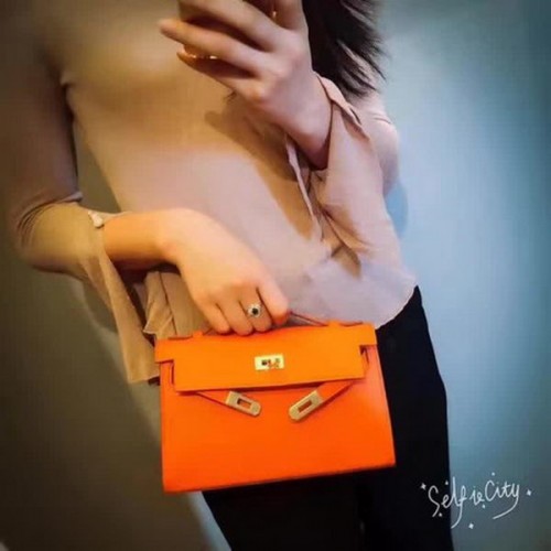 Hermes Kelly 22cm draagtas origineel leer KL22 oranje