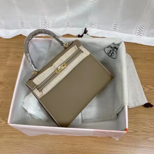 Hermes Kelly 25cm Schoudertassen Epsom KL2755 Olifantgrijs & goudkleurig metaal