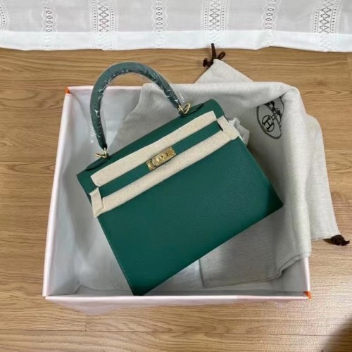 Hermes Kelly 25cm Schoudertassen Epsom KL2755 Lake groen & goudkleurig metaal