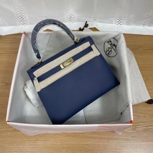Hermes Kelly 25cm Schoudertassen Epsom KL2755 Koningsblauw & goudkleurig metaal