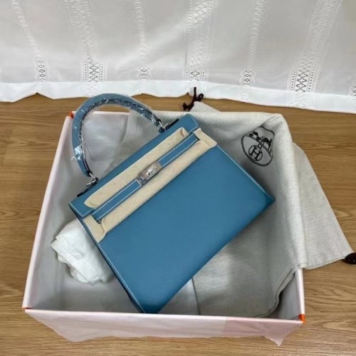 Hermes Kelly 25cm Schoudertassen Epsom KL2755 blauw&zilverkleurig metaal
