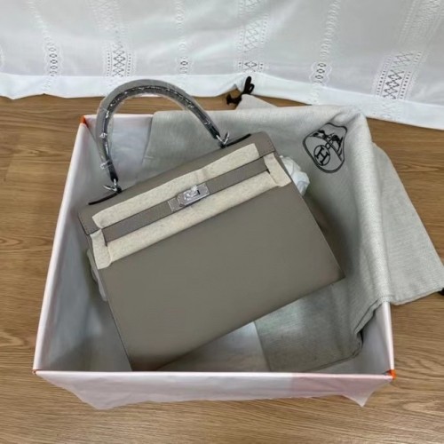 Hermes Kelly 25cm Schoudertassen Epsom KL2755 grijs & zilverkleurig metaal