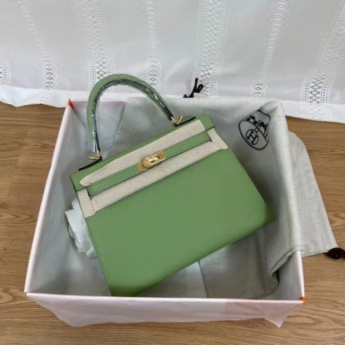 Hermes Kelly 25cm Schoudertassen Epsom KL2755 groen & goudkleurig metaal