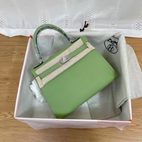 Hermes Kelly 25cm Schoudertassen Epsom KL2755 groen&zilverkleurig metaal