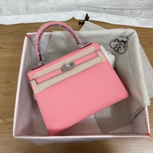 Hermes Kelly 25cm Schoudertassen Epsom KL2755 roze&zilverkleurig metaal