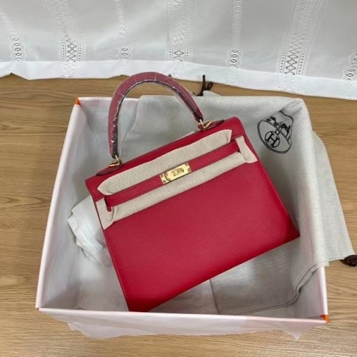 Hermes Kelly 25cm Schoudertassen Epsom KL2755 rood&goudkleurig metaal