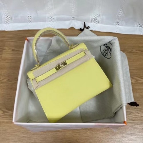 Hermes Kelly 25cm Schoudertassen Epsom KL2755 geel & goudkleurig metaal