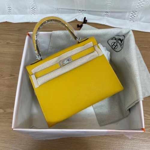 Hermes Kelly 25cm Schoudertassen Epsom KL2755 geel&zilverkleurig metaal