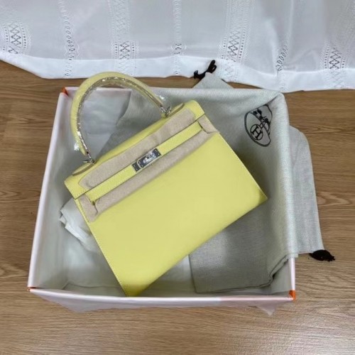 Hermes Kelly 25cm Schoudertassen Epsom KL2755 geel&zilverkleurig metaal