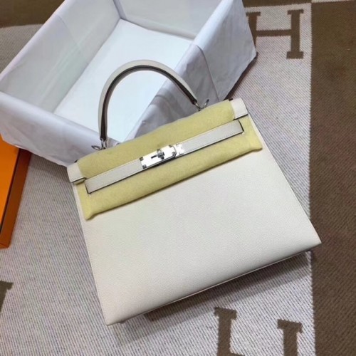 Hermes Kelly 28cm Schoudertassen Epsom Leer KL28 roomwit