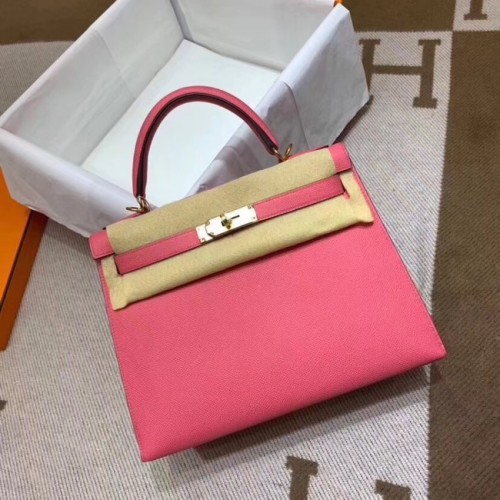 Hermes Kelly 28cm schoudertassen Epsom leer KL28 roze