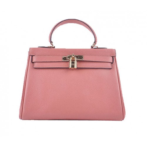 Hermes Kelly 28cm schoudertassen lichtroze korrelig leer goud