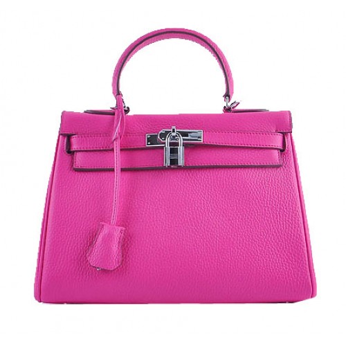 Hermes Kelly 28cm schoudertassen perzik korrelig leer zilver