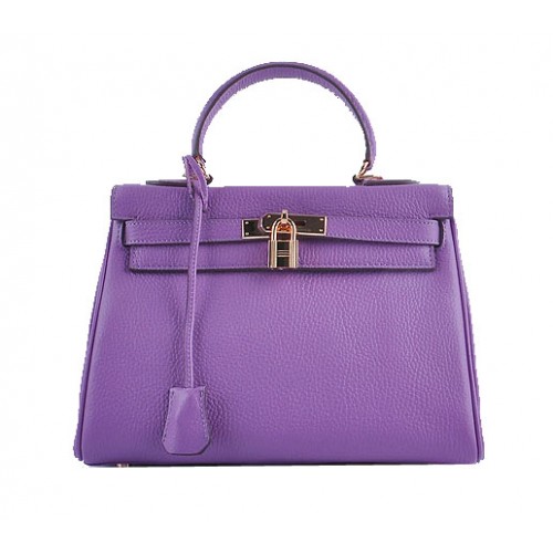 Hermes Kelly 28cm schoudertassen paars korrelig leer goud
