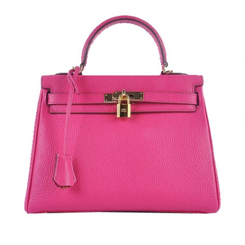 Hermes Kelly 28cm schoudertassen Rose korrelig leer goud