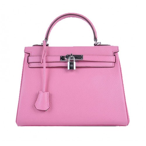 Hermes Kelly 28cm schoudertassen Sakura korrelig leer zilver