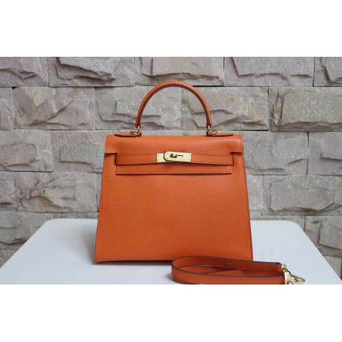 Hermes Kelly 28cm Schoudertassen espom leer oranje