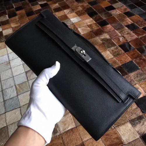 Hermes Kelly 31cm Clutch Origineel Epsom Leer KL31 Zwart