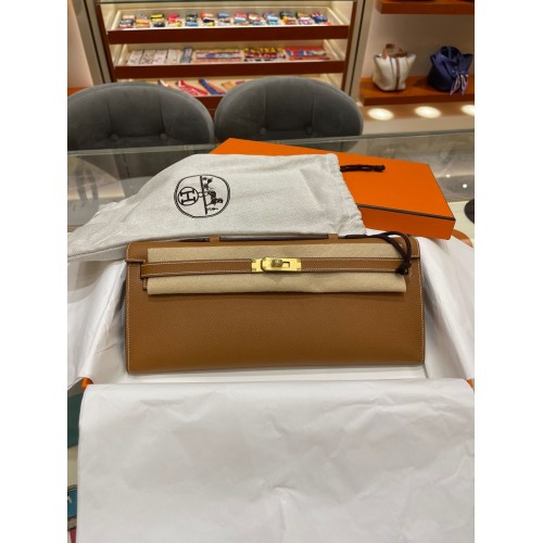 Hermes Kelly 31cm Clutch Origineel Epsom Leer KL31 Bruin