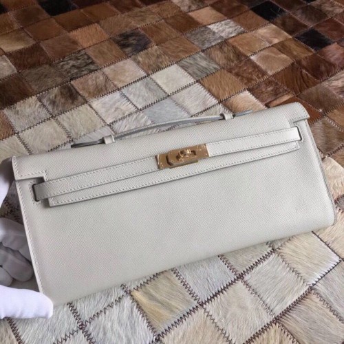 Hermes Kelly 31cm Clutch Origineel Epsom Leer KL31 Wit