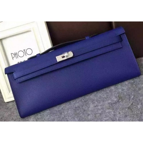 Hermes Kelly 31cm Clutch Epsom Leer KL31 Blauw