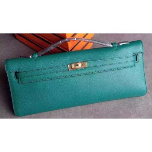 Hermes Kelly 31cm Clutch Epsom Leer KL31 Donkergroen