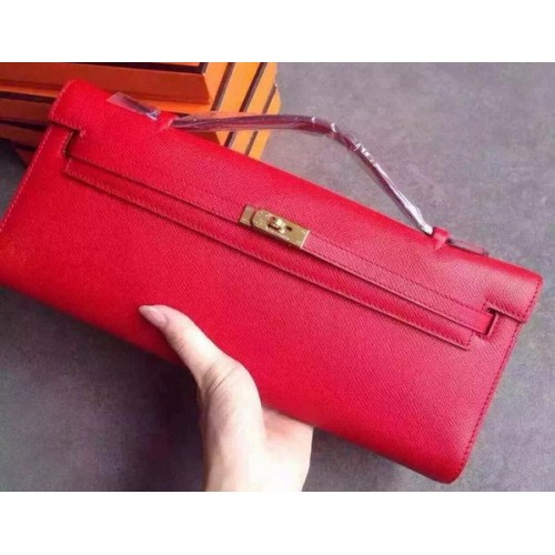 Hermes Kelly 31cm Clutch Epsom Leer KL31 Rood