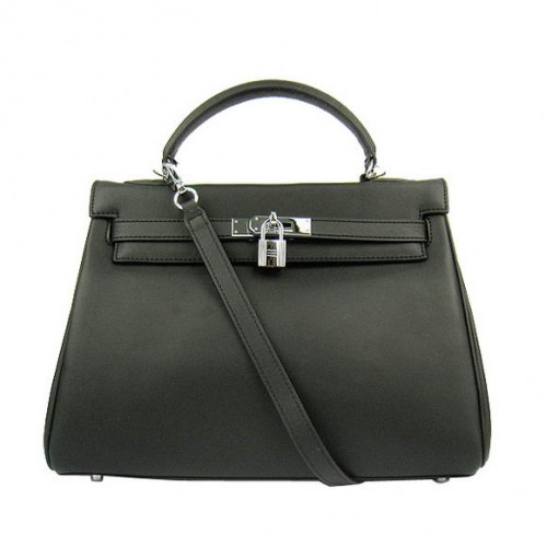 Hermes Kelly 32cm Tassen Togo Leer 6108 Zwart Zilver