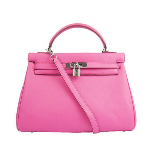 Hermes Kelly 32cm Tassen Togo Leer 6108 Fuchsia Zilver