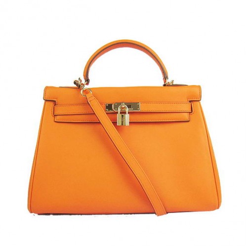 Hermes Kelly 32cm Tassen Togo Leer 6108 Oranje Gouden