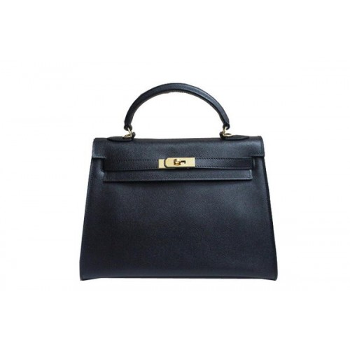 Hermes Kelly 32cm schoudertas zwart saffiano leer K32 goud