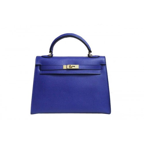 Hermes Kelly 32cm schoudertas blauw saffiano leer K32 goud