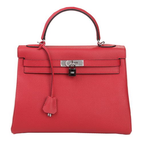 Hermes Kelly 32cm schoudertas bordeaux origineel leer K32 zilver