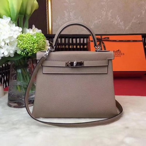 Hermes Kelly 32cm schoudertas grijs TOGO leer KY32 zilver