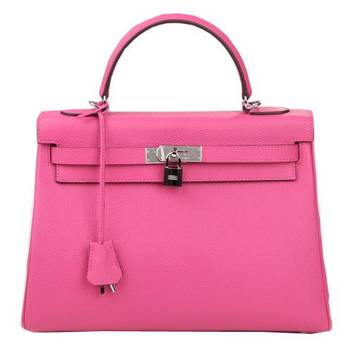 Hermes Kelly 32cm schoudertas Rose origineel leer K32 zilver
