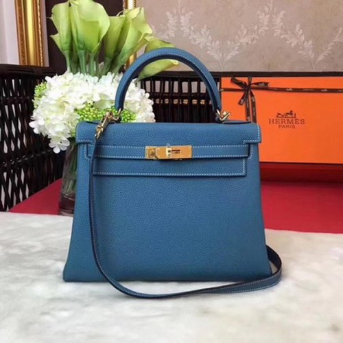 Hermes Kelly 32cm schoudertas TOGO leer KY32 blauw