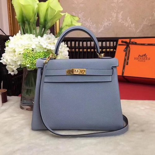 Hermes Kelly 32cm schoudertas TOGO leer KY32 lichtblauw