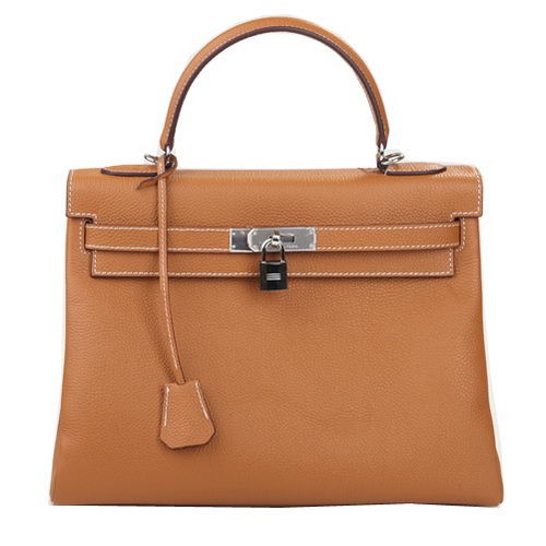 Hermes Kelly 32cm schoudertas tarwe origineel leer K32 zilver