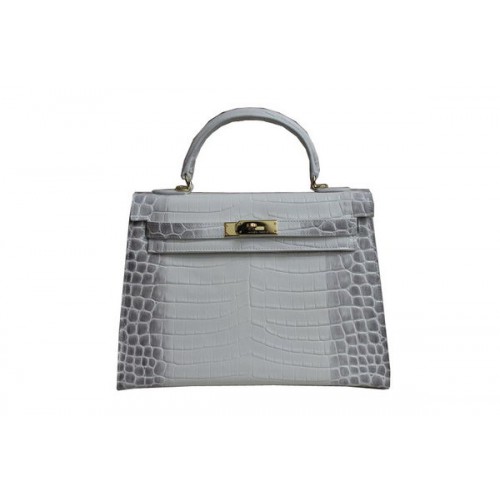 Hermes Kelly 32cm schoudertas wit krokodillenleer K32 goud