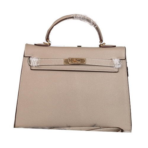 Hermes Kelly 32cm schoudertassen generfd leer grijs