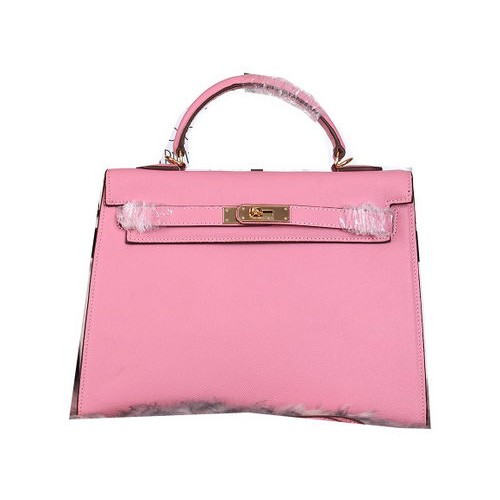 Hermes Kelly 32cm schoudertassen generfd leer roze