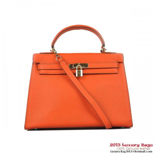 Hermes Kelly 32cm schoudertassen H6108 oranje leer goud